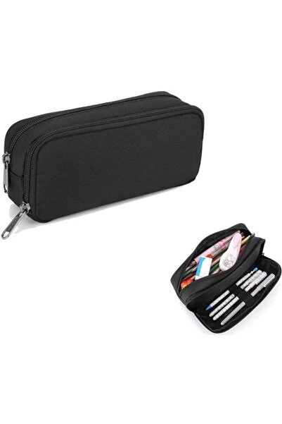 STARSTAR Large capacity double-layer black pencil case