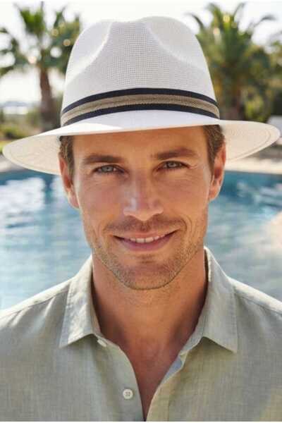 Uniquetrenders Men's Straw Panama Model Trilby Hat with Black Cord Stripe Sum...