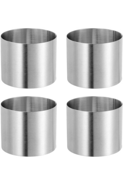 STARSTAR Mousse mold 4-piece set, stainless steel round, suitable for cakes, ...