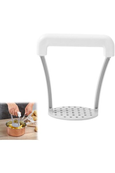 STARSTAR Plastic potato masher, non-slip and comfortable handle, white.