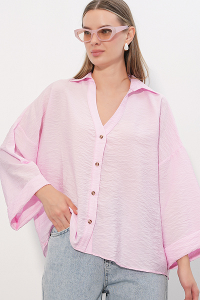 Bigdart Women's Wide Sleeve Oversize Shirt 20401 - Pink