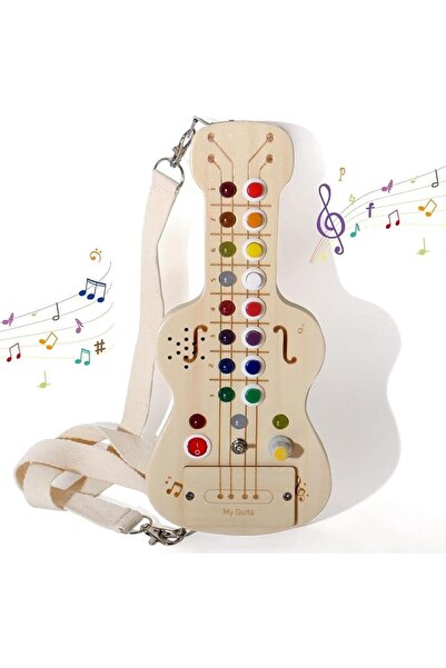 Soofam Montessori Toddler Busy Board Toys, Wooden Guitars Sensory Board ,Trav...