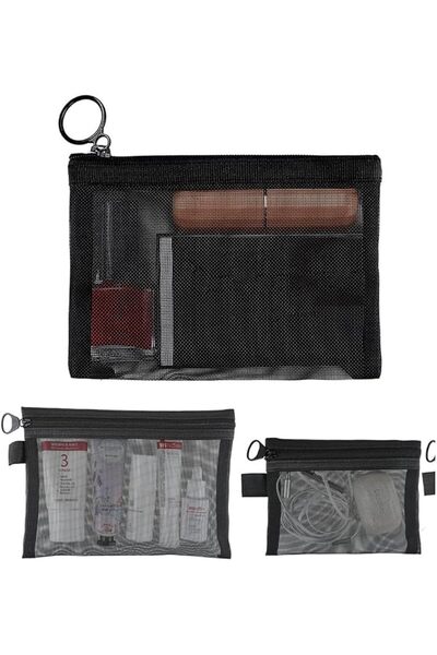 HOFEESEA 3 Pack Mesh Cosmetic Bag,Nylon Organizing Bags, Purse Organizer Pouc...