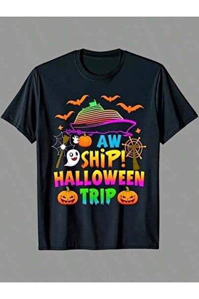 9JY []Retro Aw Ship Halloween Trip Family Cruising Cruise Squad T-Shirt, 100%...