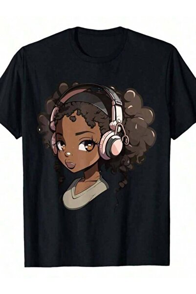 9JY And Music Black Miss Anime Merch Afro African American-Shirt Women's Spor...