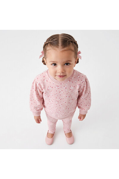 ebebek Hello Baby HelloBaby Kız Bebek Bluz-Tayt Çiçek Baskılı Bisiklet Yaka L...