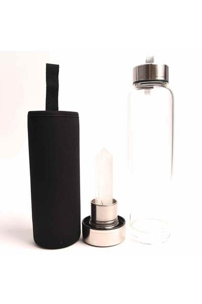 craftmystic Sticla de apa cu varf de cristal Cuart transparent - Perfect pent...