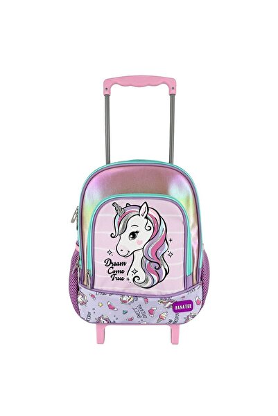 Zâna Casei Troler de grădiniță cu unicorn, holografic, cu sclipici, roz lila