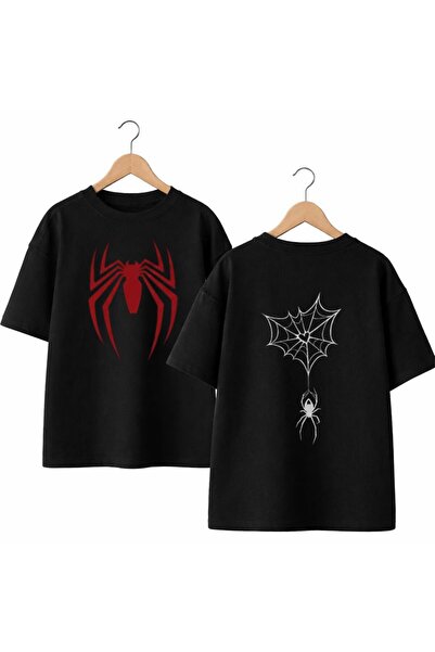 playwear تي شيرت بطبعة عنكبوت أحمر على الظهر والصدر الأمامي، مصنوع من القطن ب...