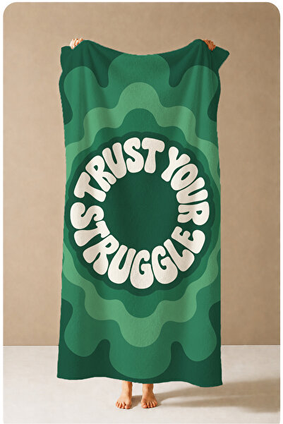 Evmila Prosop de plajă Retro Trust Your Struggle cu model verde 70x150 - Pros...