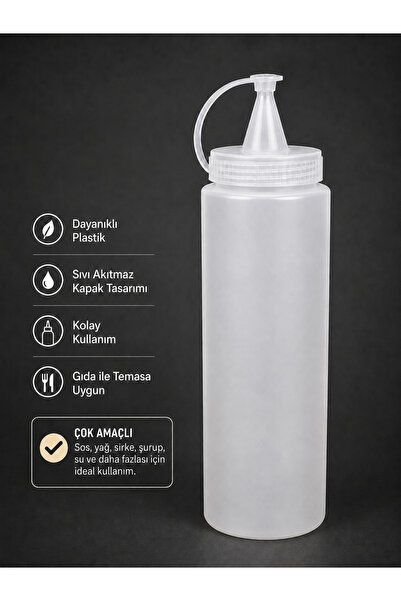 Turkco Multi-Purpose Sauce and Oil Bottle with Leak-Proof Lid Ketchup Oil Vin...