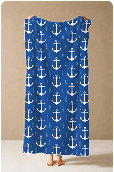 Evmila Prosop de plajă Sailor Navy Blue Mini Anchor cu model repetat 70x150 -...