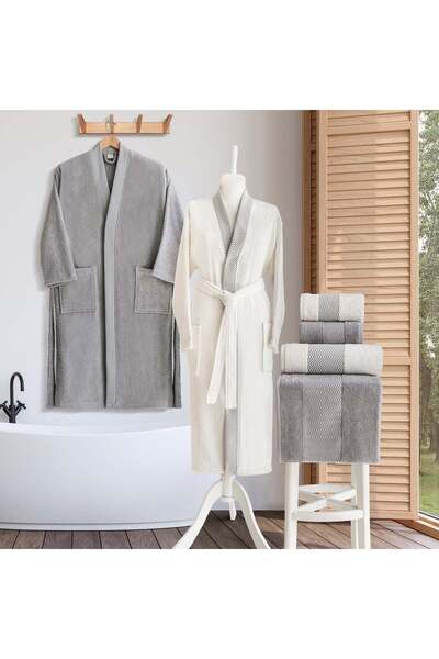 Schafer Dina 6 Piece Bathrobe Set-Grey