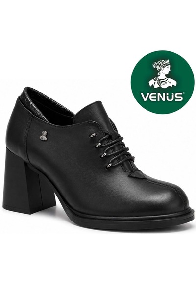 Venüs Kalamos Hakiki Deri Comfort Ortopedik Kadın Klasik Topuklu Ayakkabı SİYAH