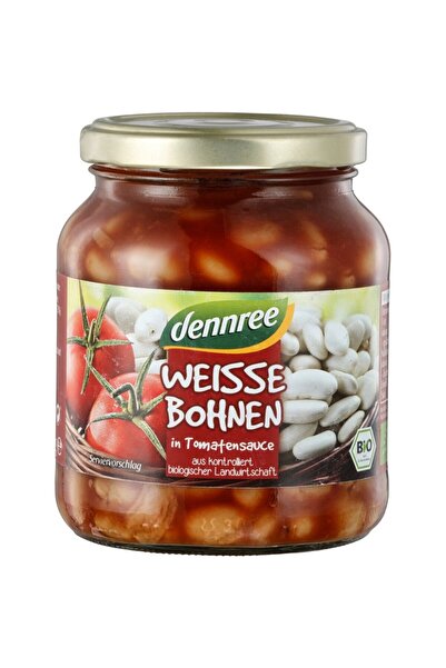Dennree Fasole albă bio în sos de roșii, 350g