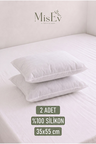 2 Adet %100 Silikon Dolgu Kırlent İç Yastık | 35x55 cm Yıkanabilir Dolgun Yastık