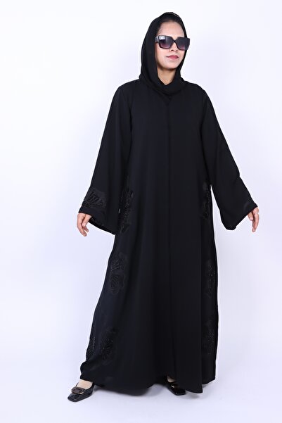 Izzah Bella Black Floral Embroidered Bead Handwork Abaya