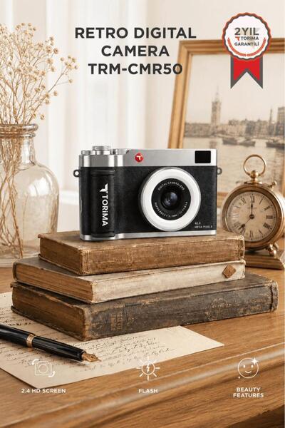 Torima Mini Dijital Retro Kamera 48MP Selfie Video Vlog Kamerası CMR50 Siyah