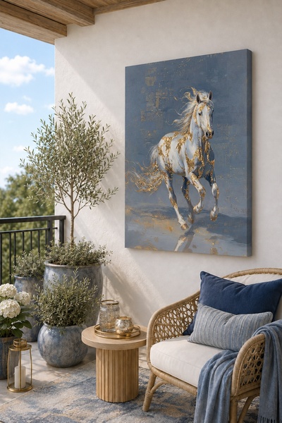 ART NEST DEKOR ALTIN VARAKLI RÜZGAR DESENLİ CANVAS TABLO