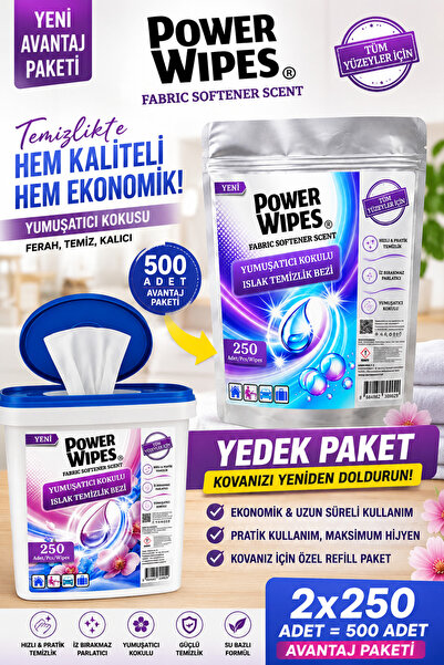 Power Wipes Softening Scented Wet Wipes 500 Sheets (250+250) Bucket + Refill ...