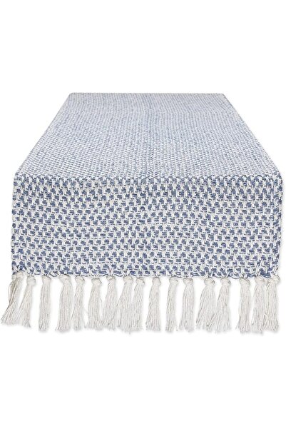 DII Woven Basics Collection 100% Cotton Knit Table Runner, 15x72, French Blue