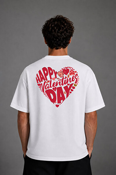 VSRN Μπλουζάκι Happy Day Design με στάμπα στην πλάτη, λευκό, oversized