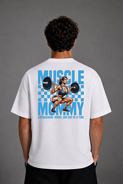 VSRN Μπλουζάκι Muscle Momy Design με στάμπα στην πλάτη, λευκό, oversized