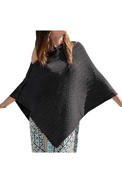 Puli Women's Versatile Knitted Scarf Poncho Sweater with Buttons Light Weight...