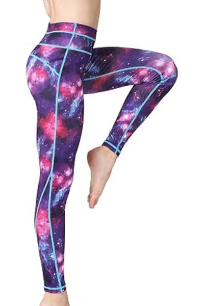 GENERAL Women's Printed Yoga Trousers, Slim Fit High Waist Opaque Fitness Run...