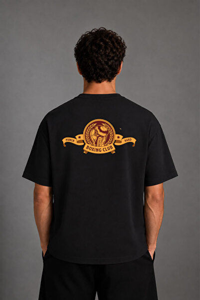 VSRN Boxing Match 2 Design Back Printed Black Oversize t Shirt
