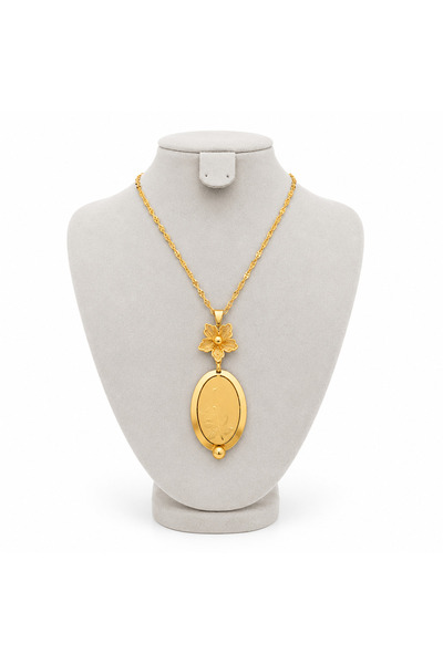 BELLA CİAO Luxury Design Gold Plated Stainless Steel Necklace and Earrings Se...