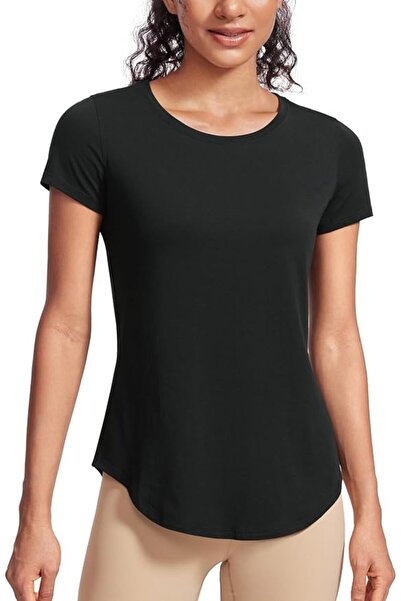CRZ YOGA Women's Pima Cotton Short Sleeve Workout Shirt Yoga T-Shirt Athletic...