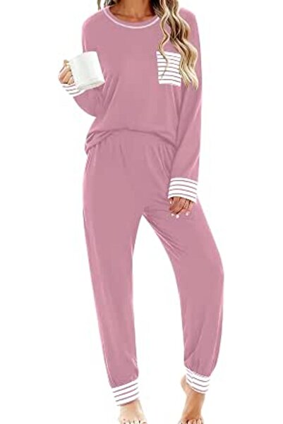 SWOMOG Women’s Pyjamas Set Long Sleeve Top with Pants 2 Pieces Sleepwear Soft...