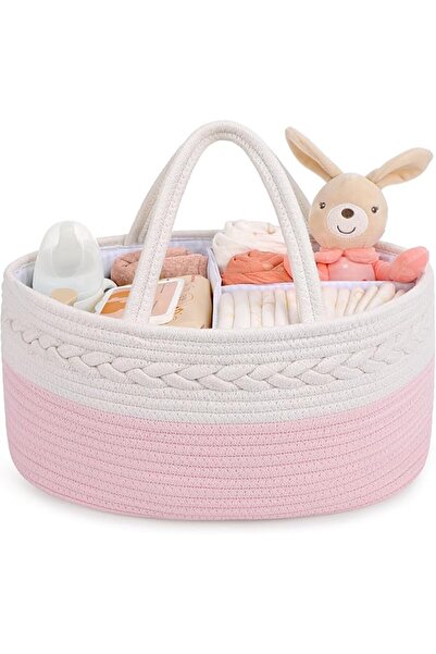 Maliton Baby Diaper Caddy Organizer, Stylish Cotton Rope Baby Basket Nursery ...