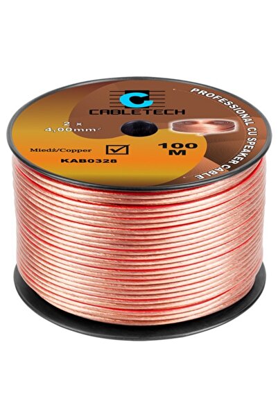 Lechpol Cablu de difuzor transparent cupru 2 x 4 mm², rolă de 100m