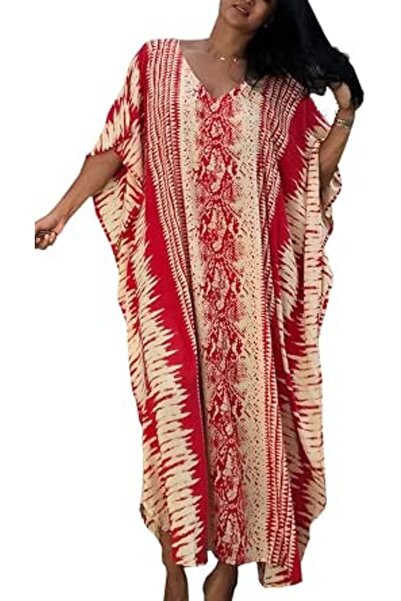 YouKD Summer Cotton Floral Long Kaftan Bohemian Kimono Beach Swimsuit Cover U...