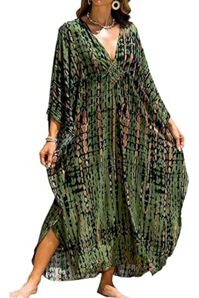 YouKD Summer Cotton Floral Long Kaftan Bohemian Kimono Beach Swimsuit Cover U...