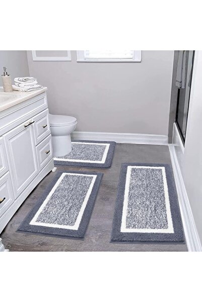 Pauwer Bathroom Rugs Sets 3 Piece Bathroom Shower Rugs with U-Shaped Contour ...