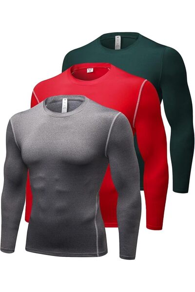 GENERAL Men's Compression Shirts Long Sleeve Athletic Workout Tops Gym Unders...
