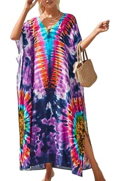GENERAL Women's Summer Long Beach Dress Kimono Maxi Kaftan Cover ups