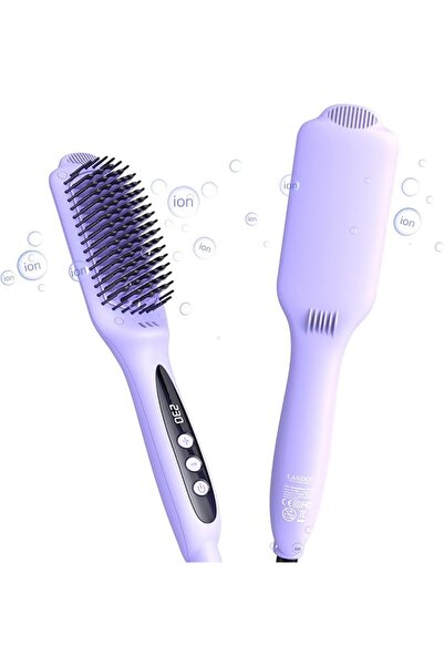 LANDOT Hair Straightener Brush Heated Straightening Brush: Negative Ion Hot H...