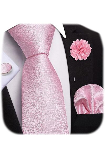 Dubulle Mens Paisely Silk Tie for Men Necktie and Pocket Square Set