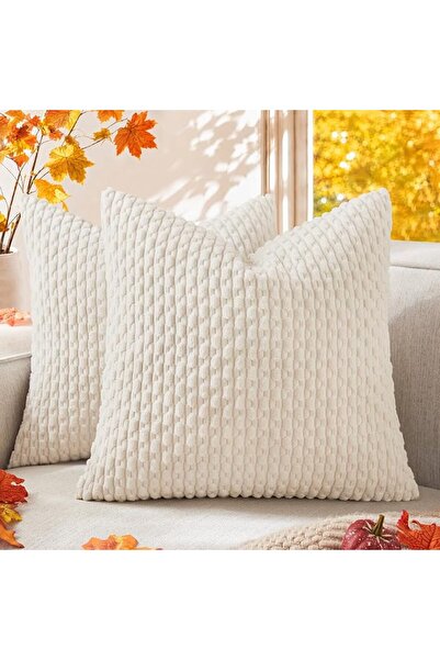 K KEVIN TEXTILE 2 Packs Decorative Throw Pillow Covers 18x18 Inch for Living ...