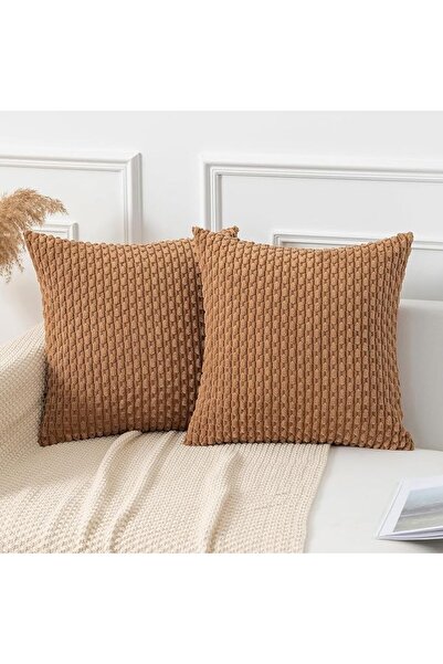 K KEVIN TEXTILE 2 Packs Decorative Throw Pillow Covers 18x18 Inch for Living ...