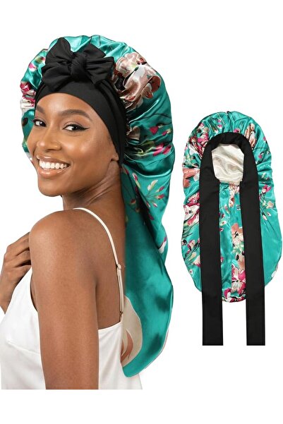 AWAYTR womens Double Layer Long Satin Bonnet Long Satin Bonnet (pack of 1)