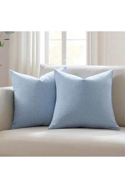 Meekio Set of 2 Dark Sage Pillow Covers 18 x 18 Inch Farmhouse Boho Decorativ...