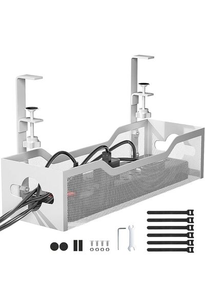 GENERAL Under Desk Cable Management Tray No Drill, Metal Mesh Cable Managemen...