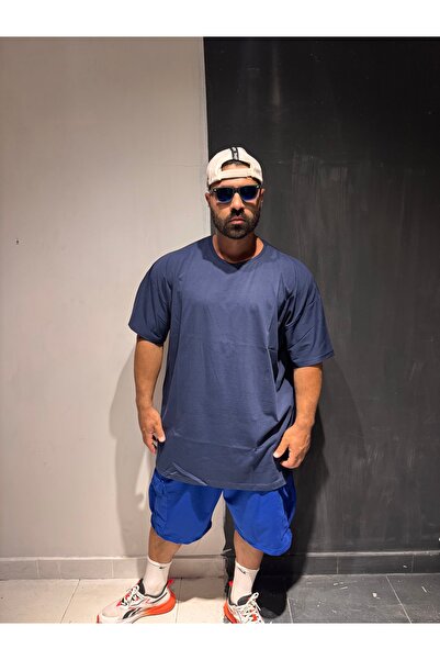 Bas Body FitnessWear Tricou albastru marin, de bază, mărime mare, cu mânecă s...