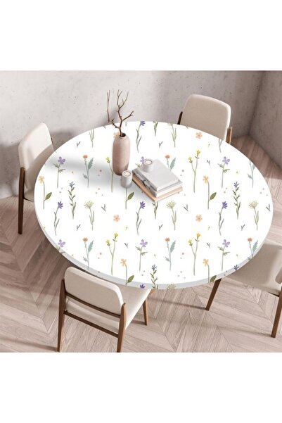 Generic Brand 3D round tablecloth with elastic band, round tablecloth, elasti...