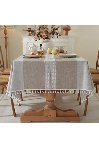 Generic Brand Rectangular outdoor linen tablecloth, waterproof cotton tablecl...